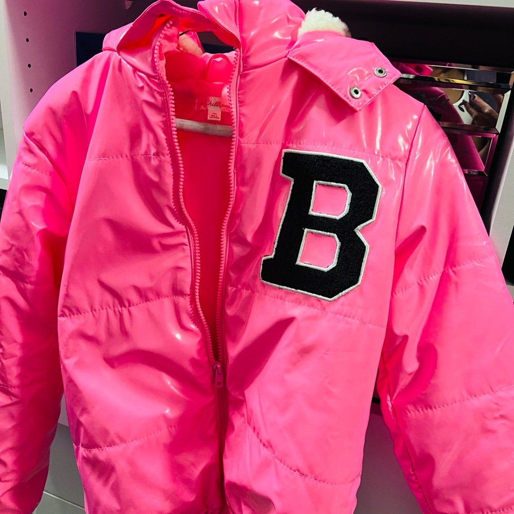 Girls “B” jacket patent faux leather